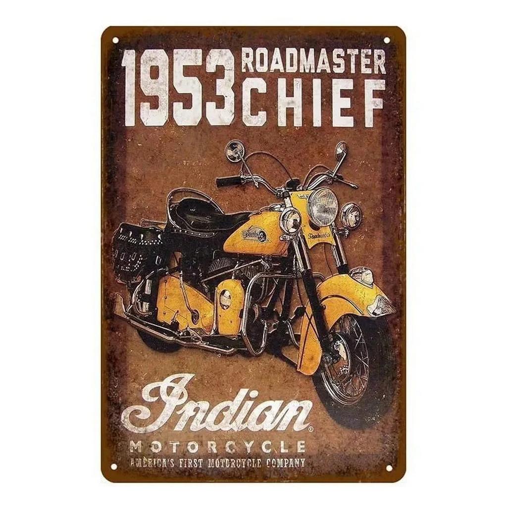 Металлические таблички Жестяные знаки Старые мотоциклы Настенное украшение Винтажные художественные плакаты Железная живопись для мужской комнаты Дома Кафе Садового клуба Бара
