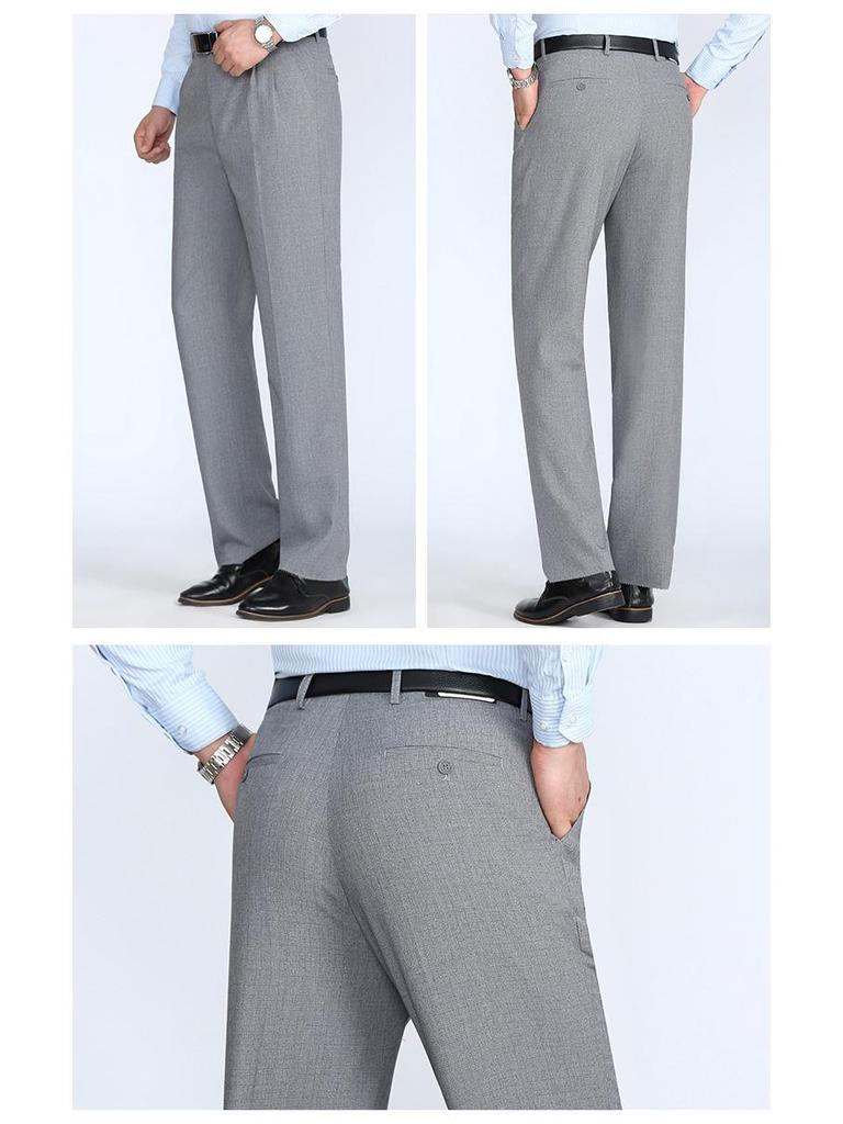 Мужские брюки из шелка с высокой посадкой - Летние тонкие, свободного кроя, прямые