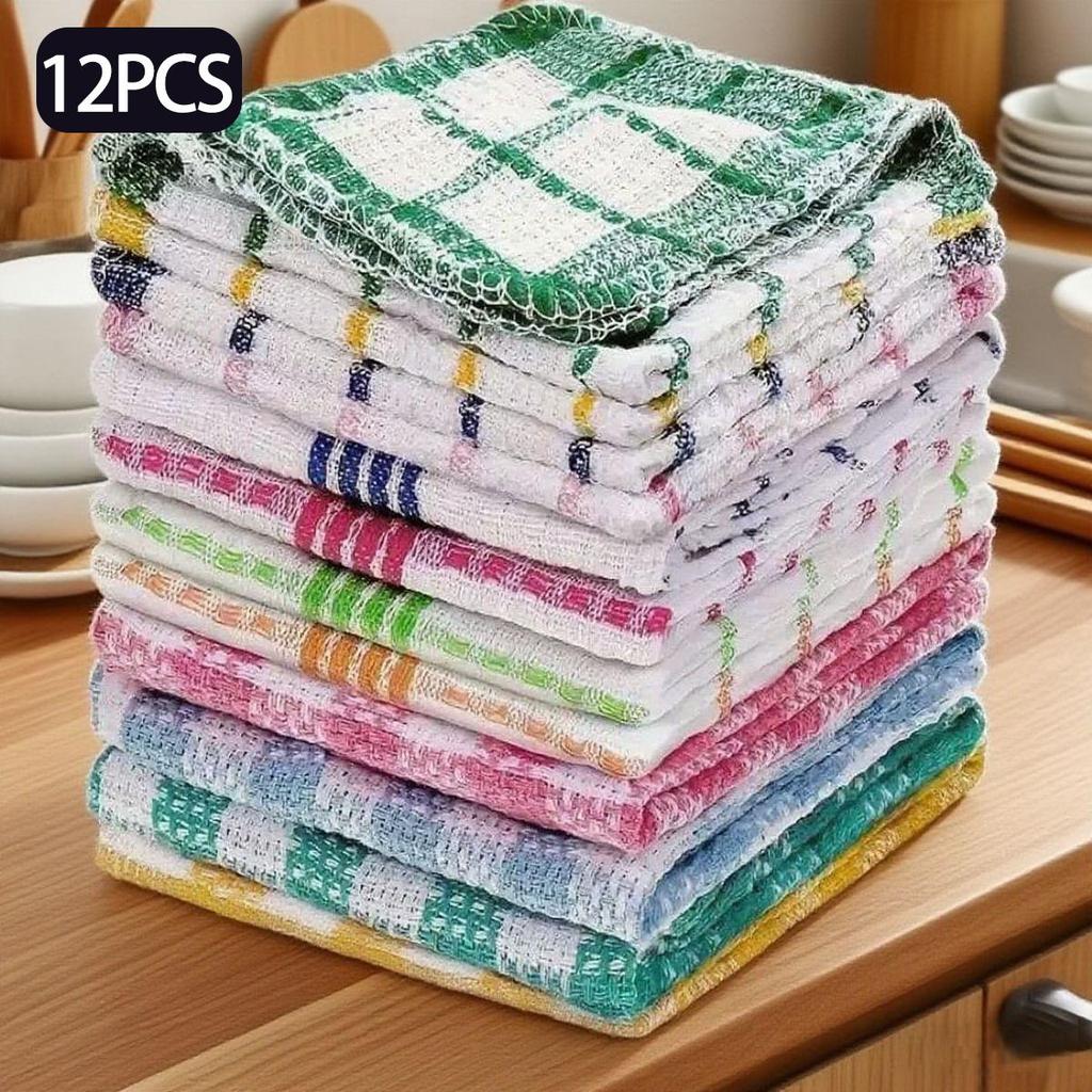 Kitchen Cleaning Cloths, Highly Absorbent, Easy To Wash, 5/10/12 Sheets Per Pack, Suitable for Household Dishwashing and Table cleaning.Random Color