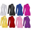 Kids Girls Single Long Sleeve Gymnastics Leotard Sequins Ballet Dance Unitards Short Jumpsuit