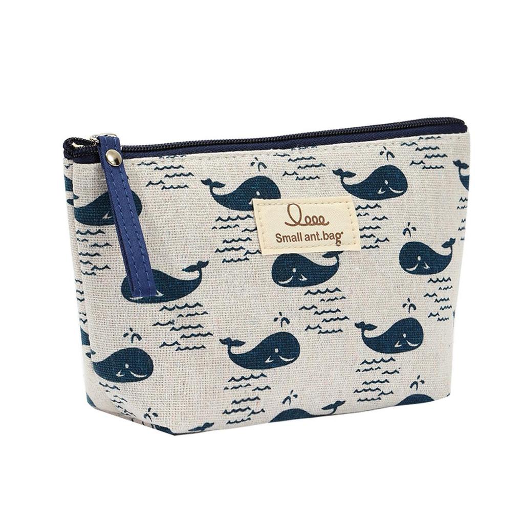 3D Linen Makeup Bag with Zipper - Multifunctional Coin, Phone & Key Holder