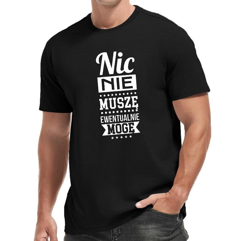Мужская повседневная летняя футболка - "Nie Musze Ewentualnie Mogę" Забавный польский дизайн, с коротким рукавом, с круглым вырезом, идеально подходит для повседневной одежды, удобный крой