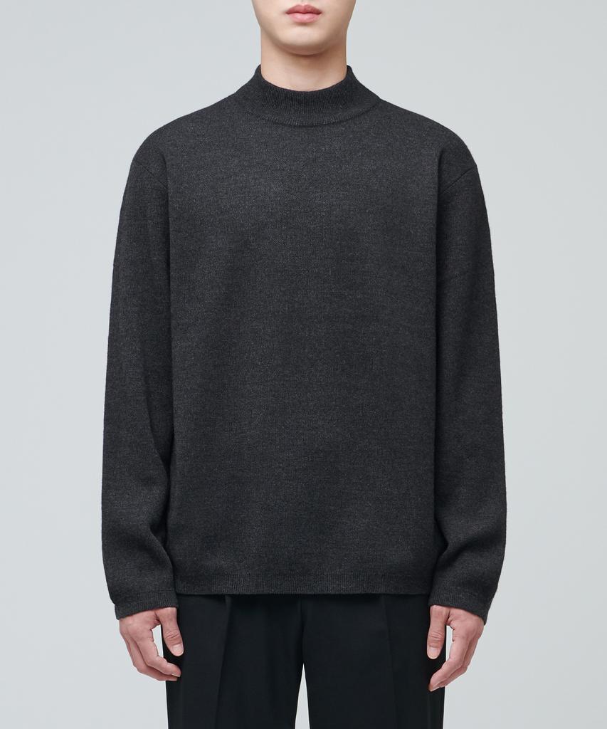 MUSINSA STANDARD Minimal Mock Neck Knit [Charcoal Gray]