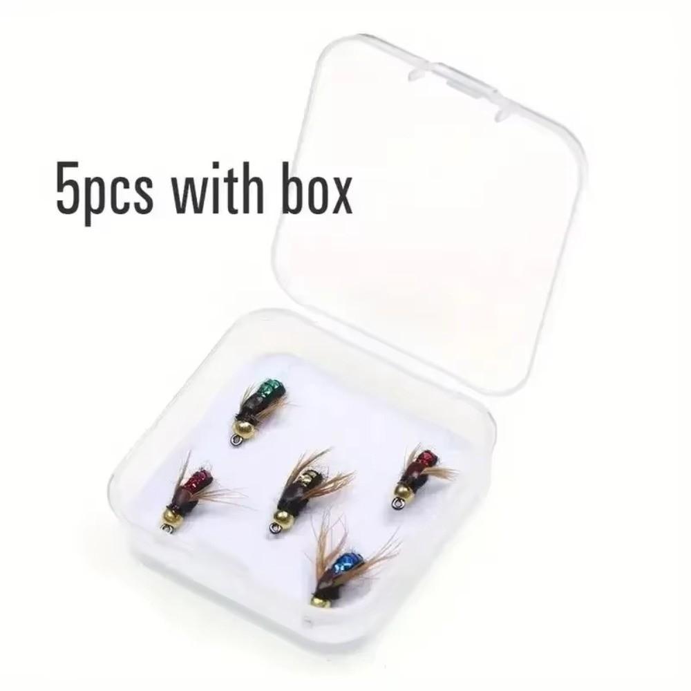 5/10pcs Scud Fly Worm Artificial Insect Fishing Bait Brass Bead Head Tube Bait Cuttlefish Fishing