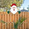 Christmas Fence Ornaments Wooden Peeking Santa Yard Decor Weatherproof Indoor Outdoor Decoration for Lawn Garden Fence
