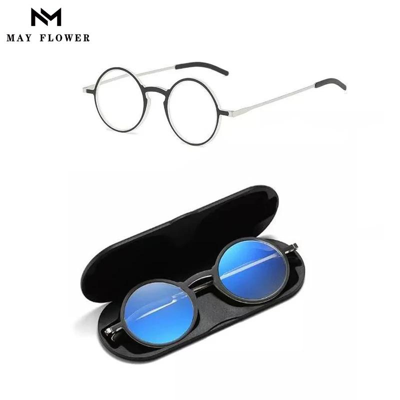 May Flower Frame Женские очки класса Anti-Blue Light Мужские очки для чтения с футляром Оправа для очков Женские óculos de grau +4
