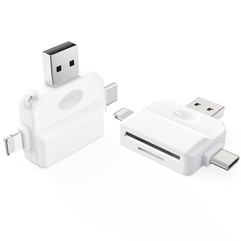 OTG Card Reader Multifunction 3-in-2 Type-C to SD USB Flash Reader Adapter with Camera Card Reader for PC/Laptop