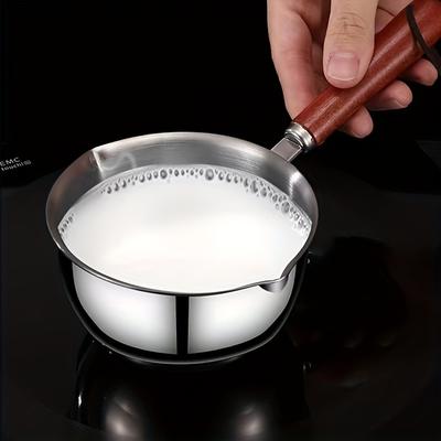Прочная мини-масленка из нержавеющей стали с деревянной ручкой, многофункциональная емкость для приготовления пищи, жарки и тушения, кухонная утварь