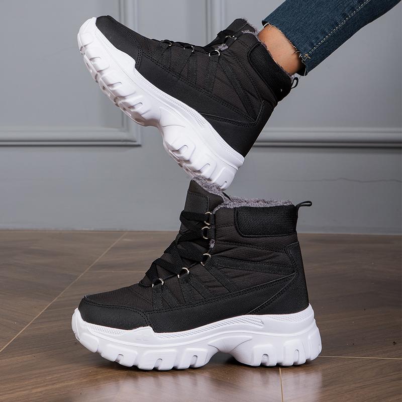 2024 новейшие женские повседневные зимние ботинки, роскошные брендовые кроссовки, ботильоны на толстой подошве, теплая плюшевая хлопковая обувь