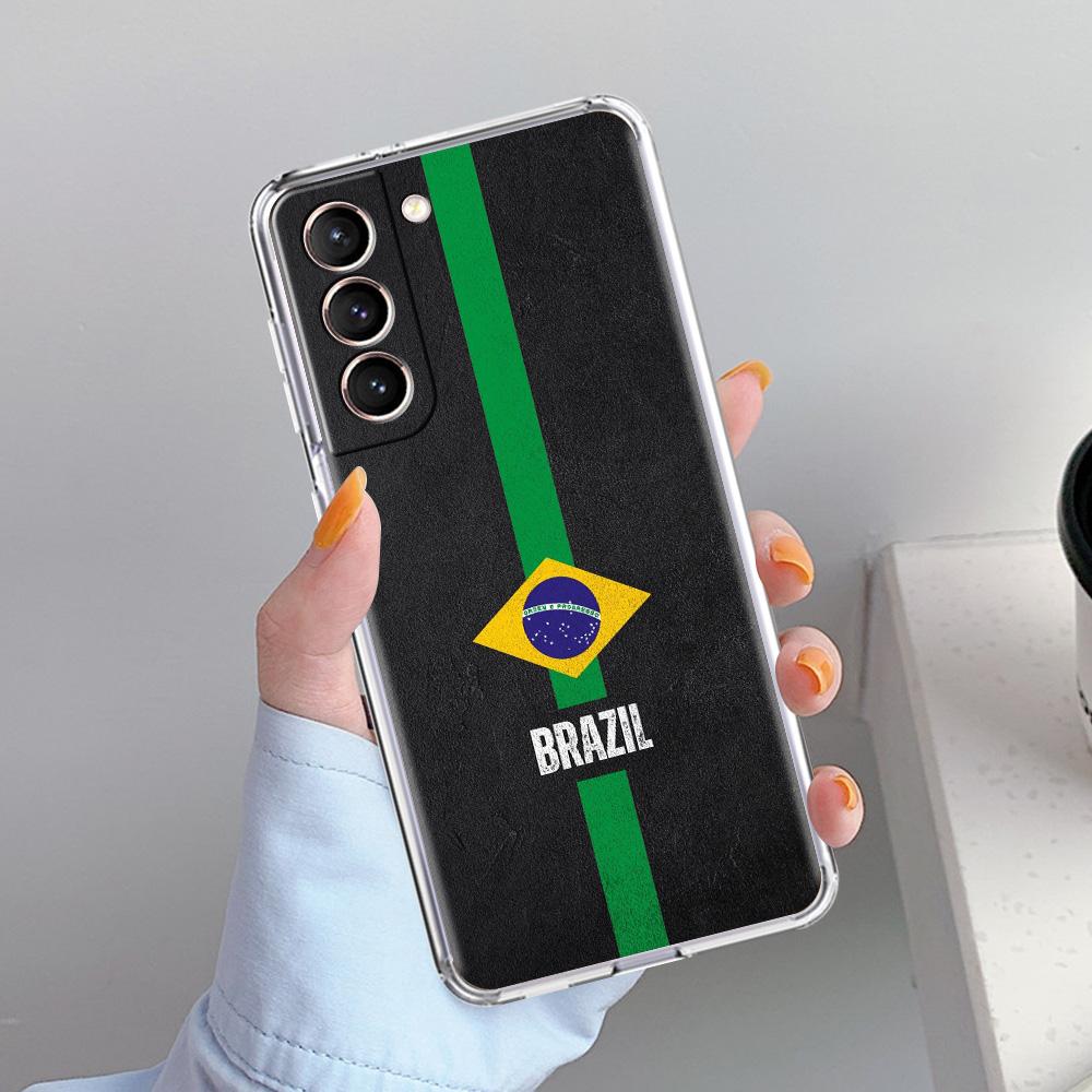 Чехол для телефона Samsung Galaxy S26 S25 S24 S23 S22 Ultra S20 S21 FE 5G Plus Мягкий прозрачный чехол Большой флаг Бразилии