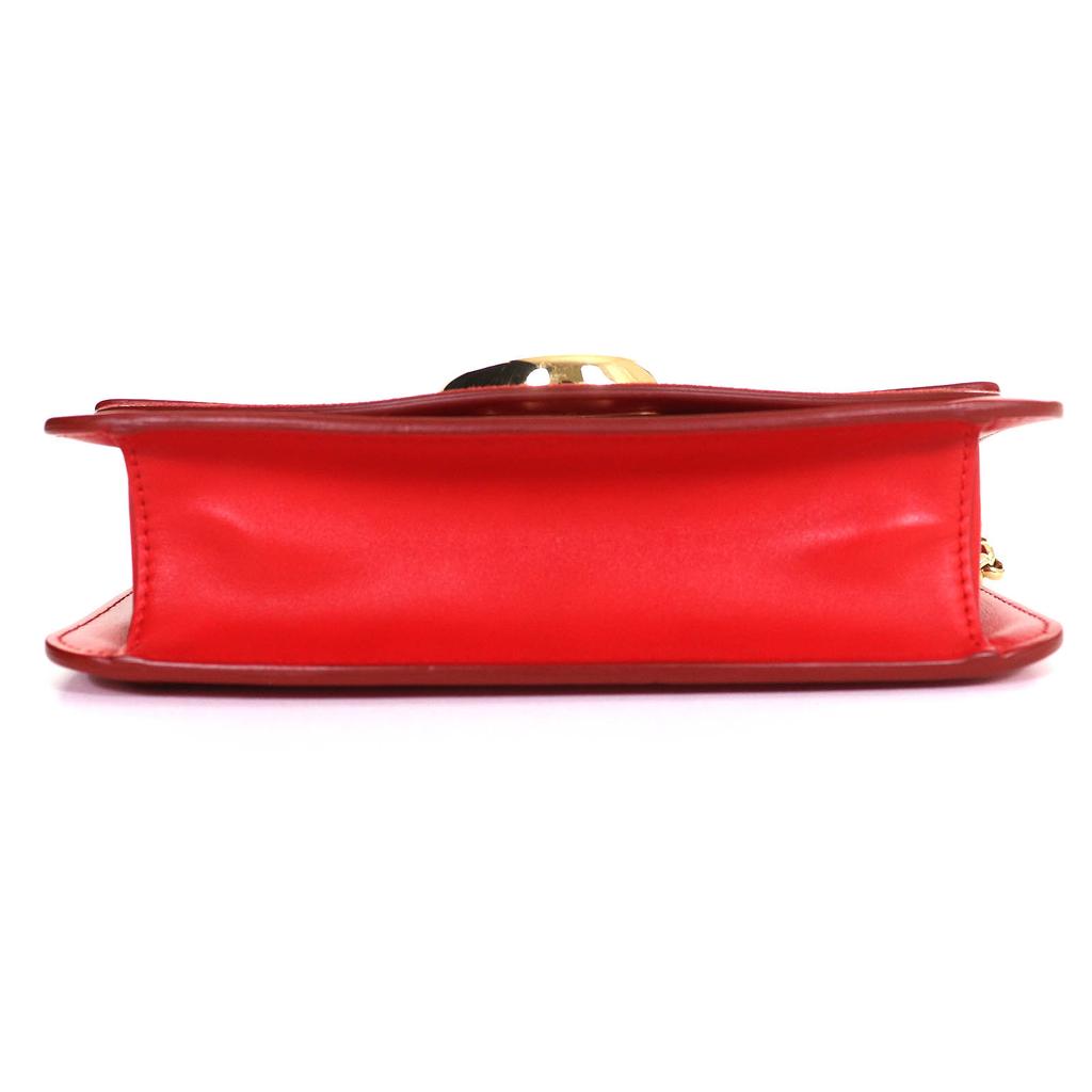 Отличная сумка через плечо Chloe с логотипом Chloe C, замша, кожа, цепочка, красная коровья кожа CHC19SS192A37640, б/у