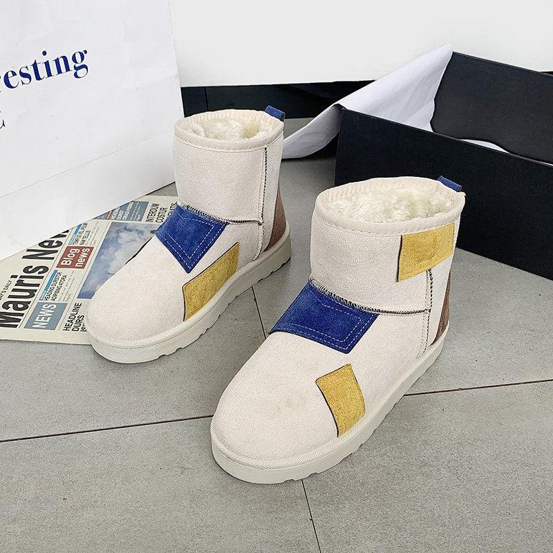 Fashion Snow Boots Women's Autumn Winter 2024 New Lady Plus Velvet Thick Warm Cotton Shoes Woman Mid Calf Waterproof Platform Short Boot