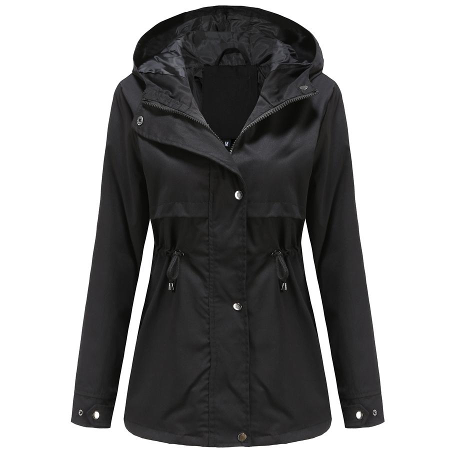 Женская водонепроницаемая куртка-тренч Для пешего туризма На открытом воздухе Ветровка Легкая классическая ветрозащитная с капюшоном Легкое непромокаемое пальто Тонкая верхняя одежда Дождевик
