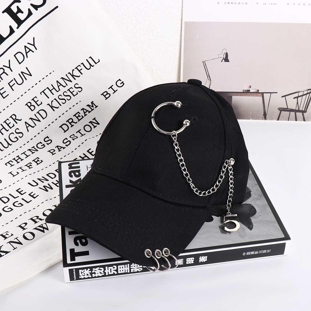 Hip Hop Trendy Girls Cotton Chain Female Outdoor Snapback Hats Baseball Cap Visors Cap With Ring