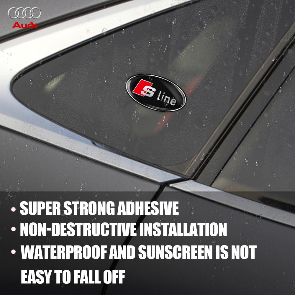 Aluminum Car Oval Badge Body Trunk Decal Sticker Cover Decoration Auto Accessories For new Sline TT A4 A5 A6 A7 A8 8P RS Q6 Q8