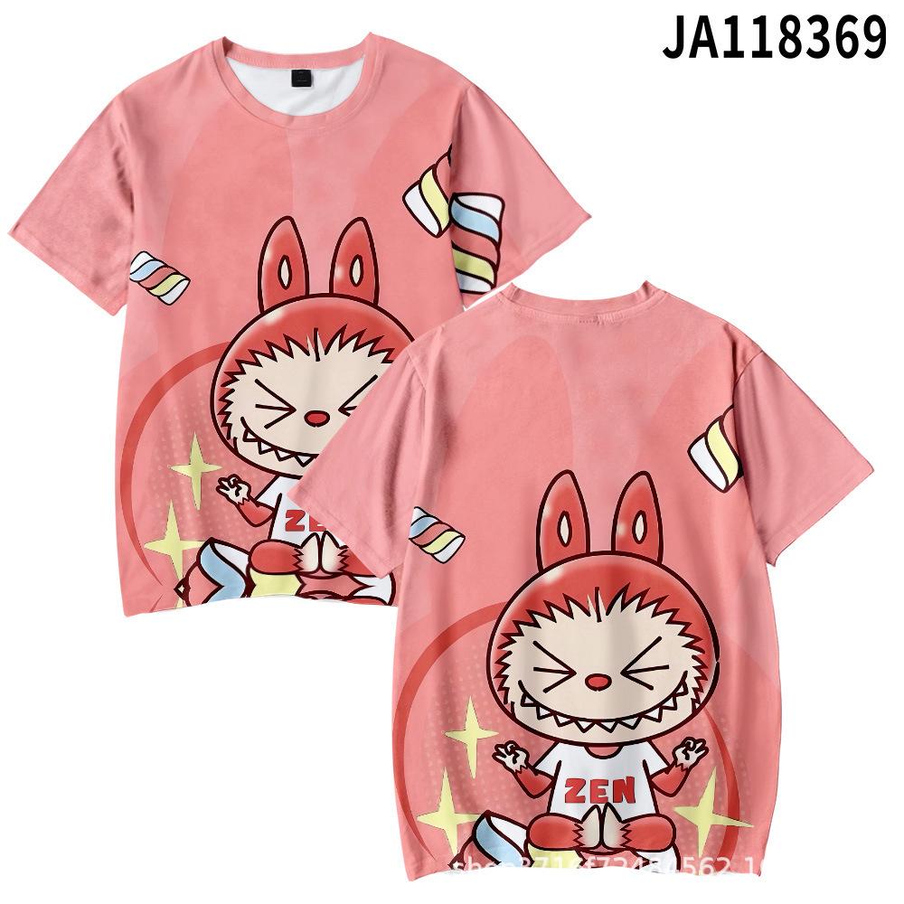 2025 Новая летняя модная свободная футболка Labubu для женщин, повседневная удобная футболка с коротким рукавом для детей, повседневная футболка с круглым вырезом