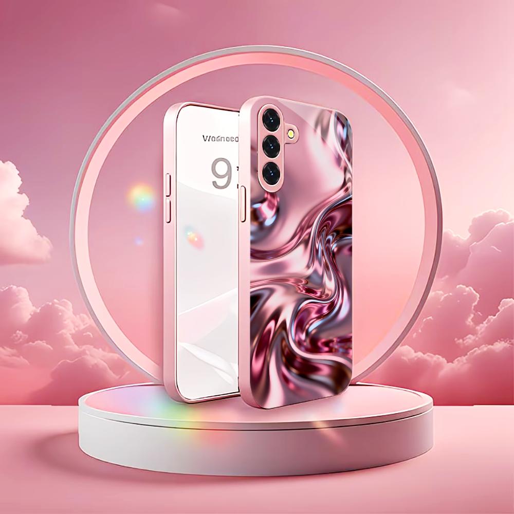 Металлическая розовая текстура Madam pink Стекло Чехол для телефона для Samsung Galaxy S26 S25 S24 S23 S22 S21 FE Ultra Plus Ударопрочный Женский