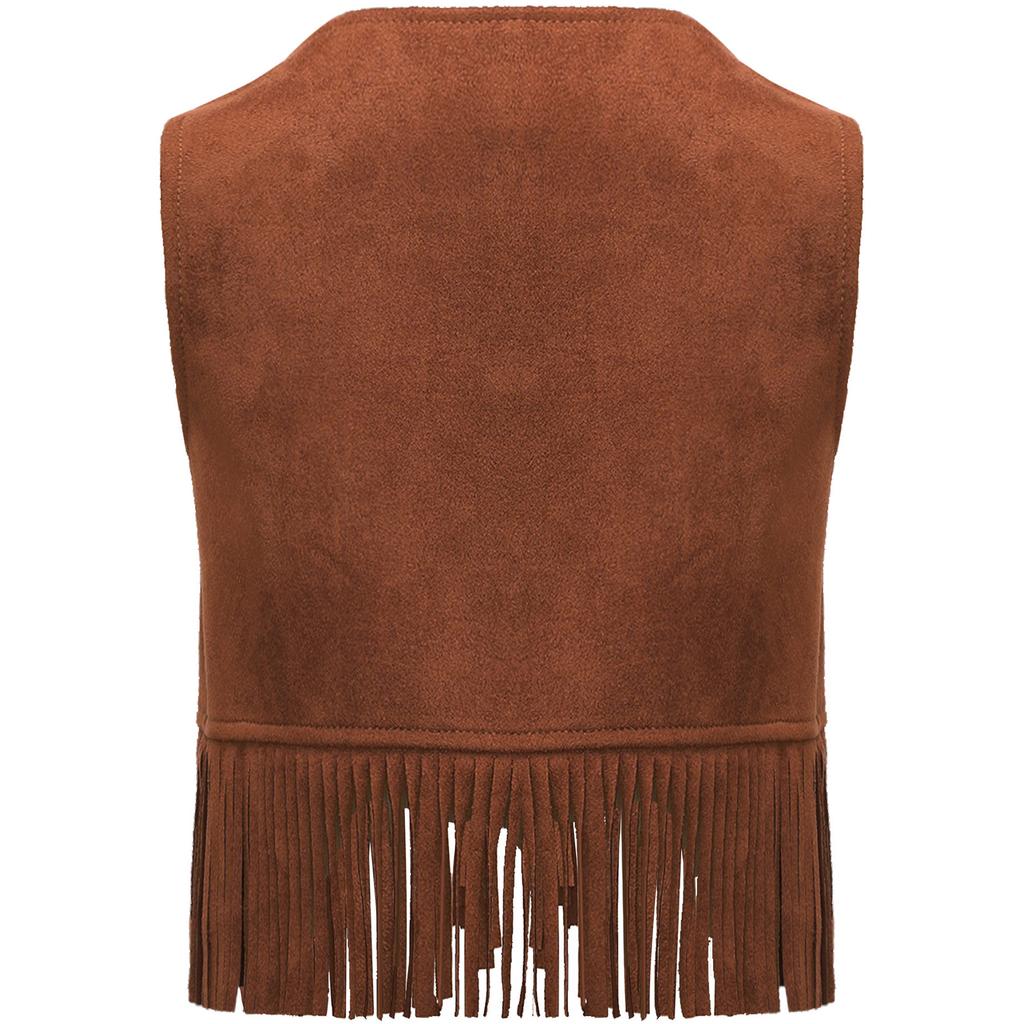 Мальчик Вестерн Ковбойский Жилет Замша Кисточки Хэллоуин Косплей Костюм Реквизит для Фотосъемки Наряд в Вестерн Стиле