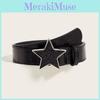 Повседневный кожаный ремень с застежкой-кнопкой из сплава и украшениями в виде звезд для молодых людей