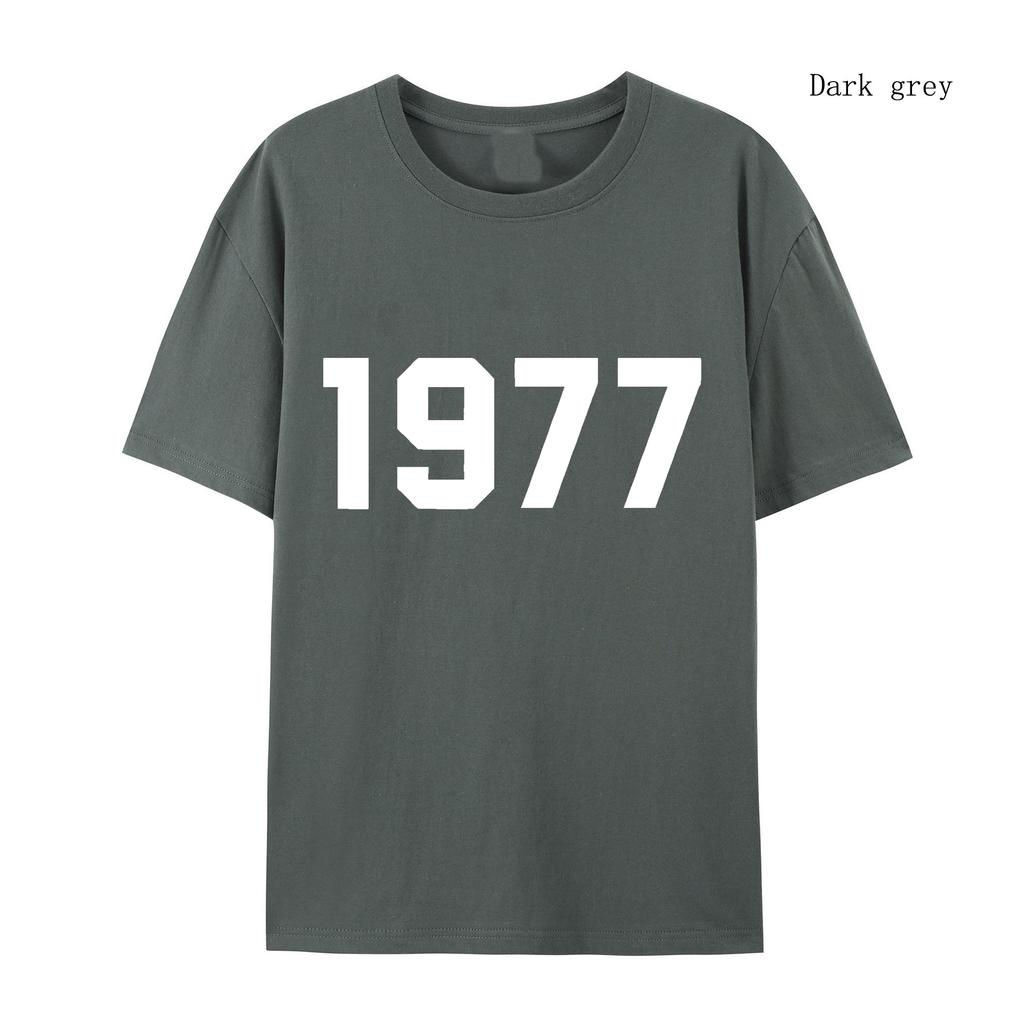 1977 Cotton T-shirt Men and Women Fashion Brand High Street Loose Fleece Cotton T-shirt Autumn Winter Warm Cotton T-shirt