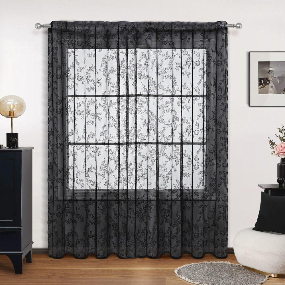 Вышитое кружево Прозрачная занавеска Марлевая тюлевая занавеска Оформление окна Оконные драпировки Гостиная