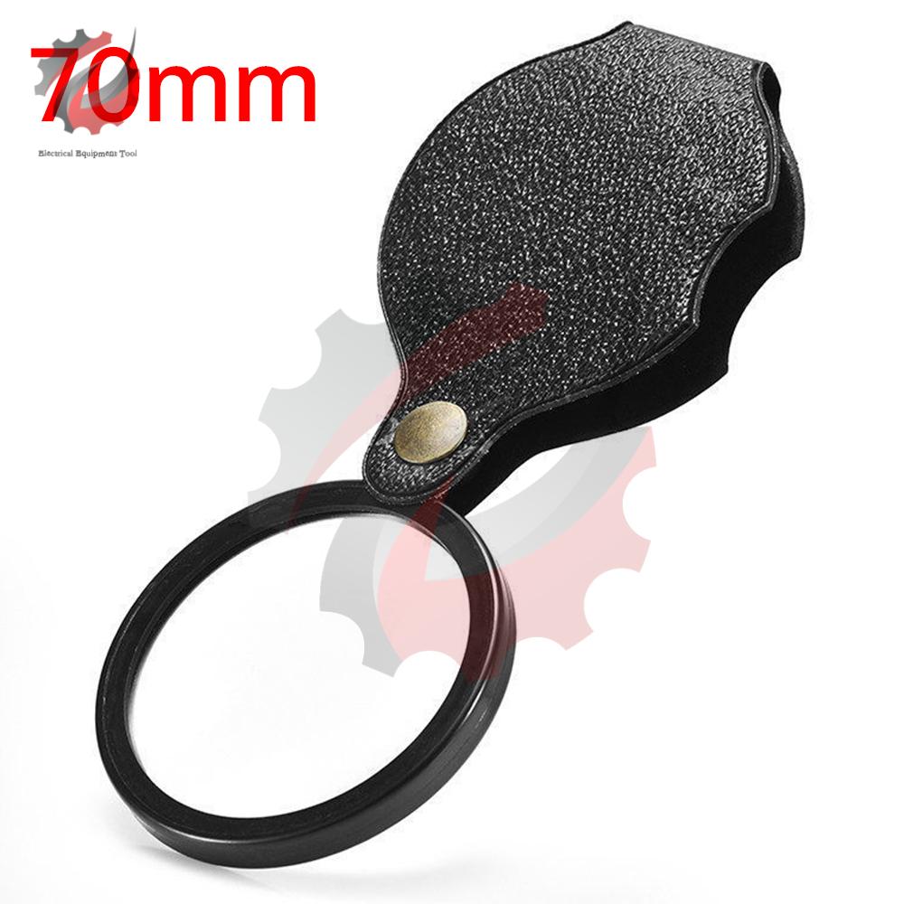 10X Small Magnifying Glasses Mini Folding Magnifying Magnify Glass For Reading Jewelry 50/60/70MM Leather Holster Microscopes