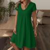 Women's Fashion Summer Casual Short Sleeve Solid Color Dress