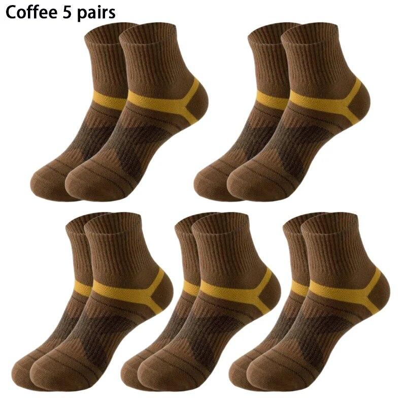 5 пар мужских спортивных хлопковых носков, впитывающих пот и дышащих, подходят для мужских тренировок по БАСКЕТБОЛУ и бега на открытом воздухе