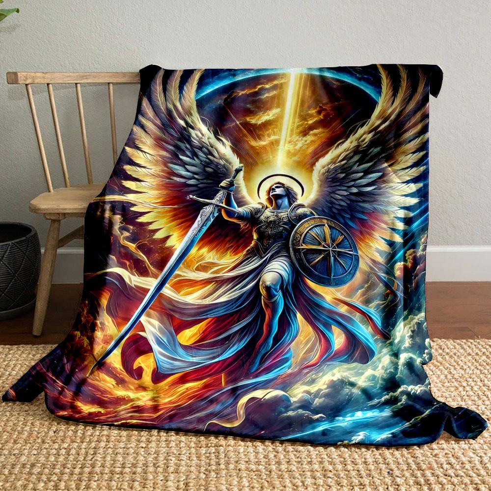 Archangel Sword Shield bedroom Blanket for Livingroom Couch lunch break Soft throw for Friend's festival Gift