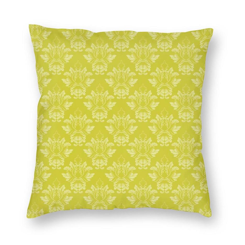 Victorian Chartreuse Yellow Square Pillowcase Polyester Linen Velvet Pattern Zip Decorative Throw Pillow Case Car Cushion Cover