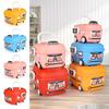 Многоцветные ящики для хранения разных размеров, многофункциональный ящик для переноски на колесиках с ручкой, ящик для организации мелочей с мультяшным автомобилем