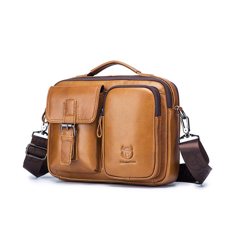 Мужская винтажная модная сумка на ремне из натуральной кожи, повседневная сумка большой емкости со съемным ремешком на одно плечо