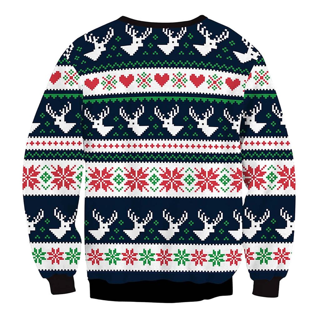 Women's Mélange Elk Christmas Digital Print Long Sleeve Sweatshirt