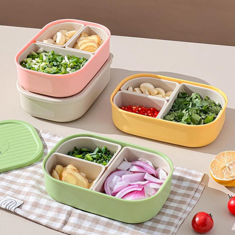 3 Compartment Food Storage Box Food Grade Cute Rabbit Print BPA Free Reusable Containers for Refrigerator Travel Use