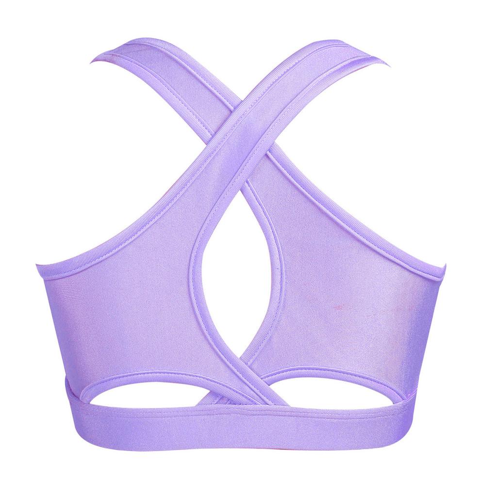 Kids Girls Dance Top Sport Cropped Top Vests Shoulder Straps Sleeveless Keyhole Back Shockproof Running Gym Yoga Sports Bra Top