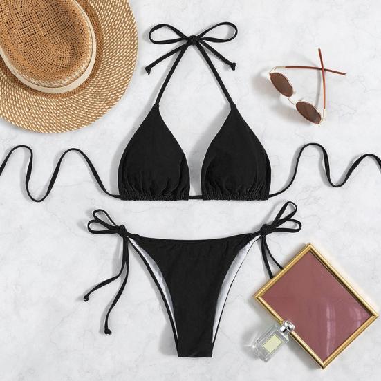 Женский сексуальный комплект бикини с завязками по бокам, двухсекционный купальник-мини