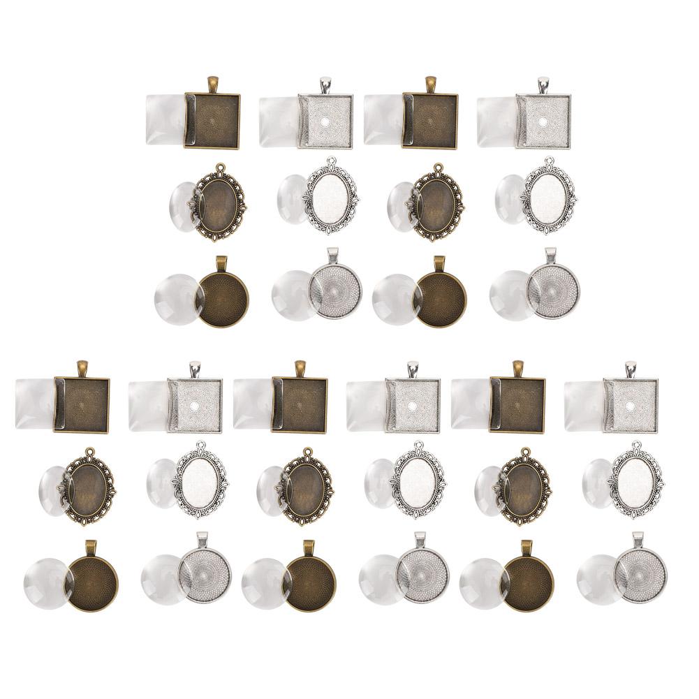 60шт металлический круглый овальный кулон базовый лоток стеклянные купола лист ювелирные изделия DIY инструмент аксессуар