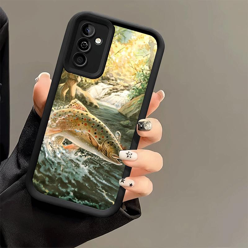 Чехол для телефона для Samsung Galaxy A17 A16 A15 A14 A13 Рыба Карп Удочка A56 A36 A26 A55 A35 A25 A54 A34 A24 A53 A33 A23 A07 A06