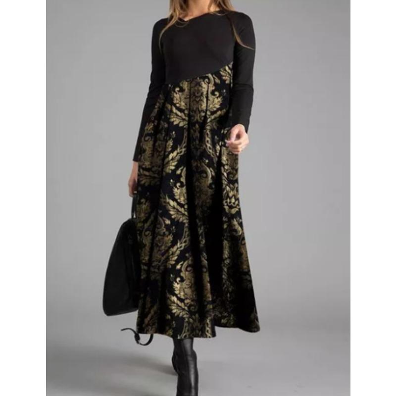 YYFS Женская мода весна осень длинные рукава V-образный вырез высокая талия повседневные платья