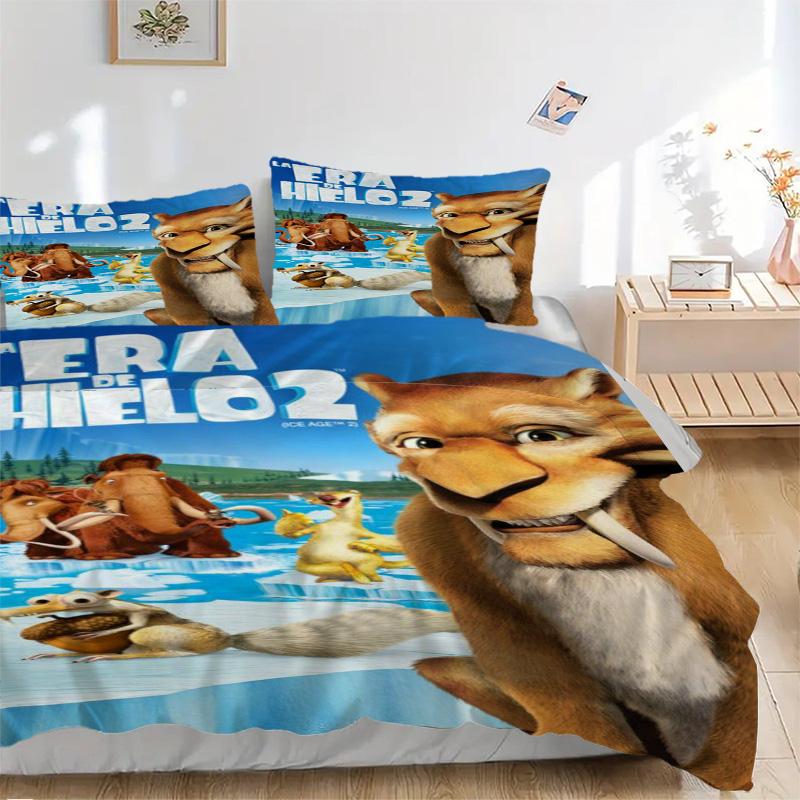 Ice Age Meltdown Adventure Print 3Pcs Bedding Set,Duvet Cover with 2 Bedro,Pillowcase Home Birthday Gift
