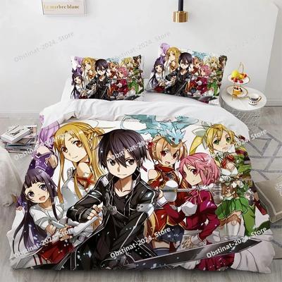 Набор постельного белья Sword Art Online Печатный комплект с наволочкой и пододеяльником Мягкий Односпальный Двуспальный Queen Super King Размер Для Взрослых Детей