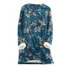 Women's Round Neck Top Printing Thickened Plush Cashmere Warm Long Top