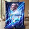 Erling Haaland Custom Name Text Flannel Blanket Soccer Logo Personalized Fleece Throw Blanket Special Gift For Sofa Bedroom Home