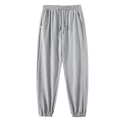 Спортивные брюки, мужские трикотажные свободные брюки, трендовые простые однотонные универсальные повседневные леггинсы