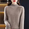 Свитер из чистого кашемира, пуловер, женский осенне-зимний однотонный однотонный свитер с полувысоким воротником и длинным рукавом, вязаный низ, топ