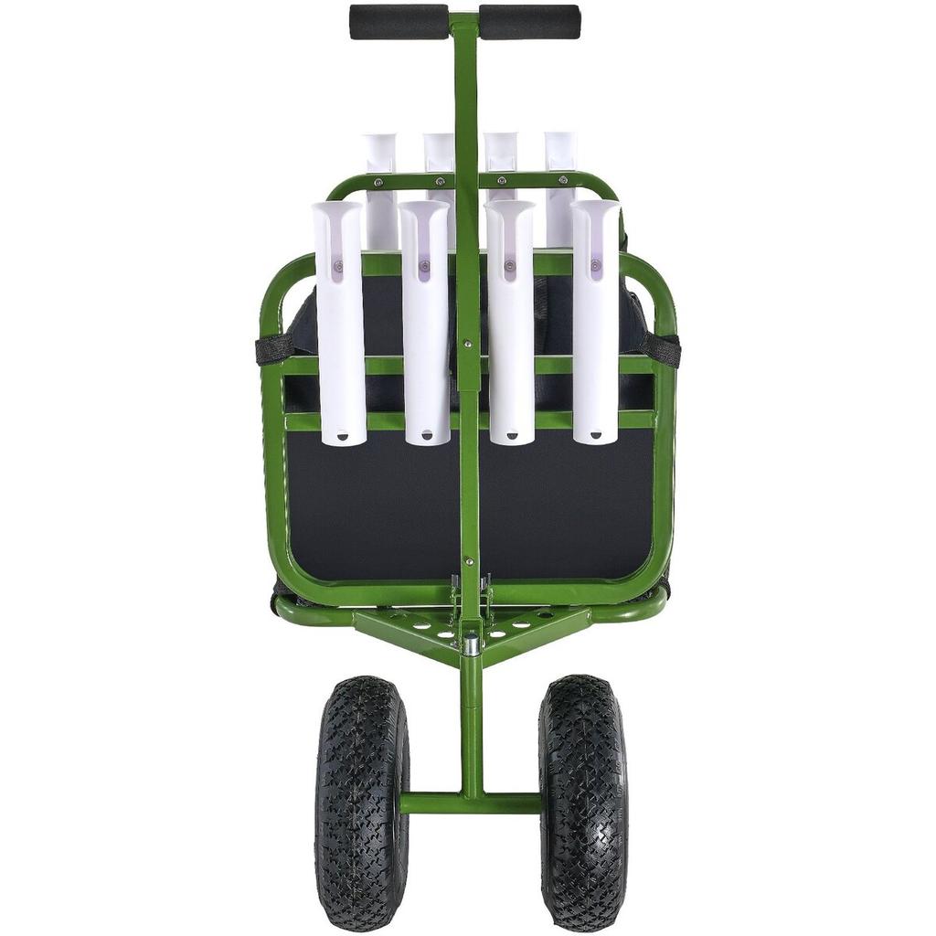 Beach Fishing Cart, 300 lbs Load Capacity, Foldable Fish and Marine Cart with Four 11" Big Wheels Rubber Balloon Tires for Sand, Heavy-Duty Steel Pier