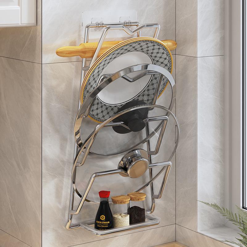 Настенная кухонная стойка без перфорации для крышек кастрюль и разделочных досок