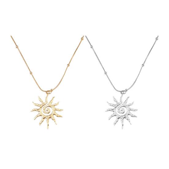 Yousheng Spiral Sun Pendant Necklace Titanium Steel Vintage Necklace Bohemian Sun Charm Necklace Prom Birthday Jewelry for Her