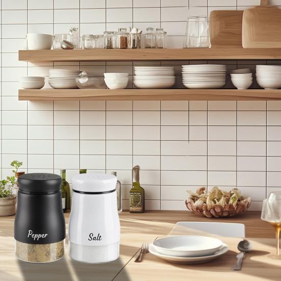 2 шт., 120 мл, шейкер для соли и перца из нержавеющей стали, прозрачное стекло, большая емкость, многоразовый дозатор для приправ, контейнер для бутылок для специй, кухонные гаджеты