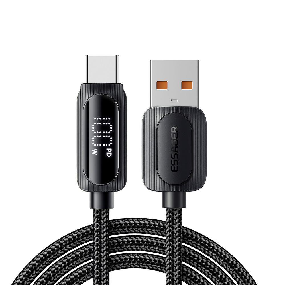 ESSAGER Кабель для зарядки Type-C7A с цифровым дисплеем: Совместим с Huawei, Honor, OPPO и другими телефонами.